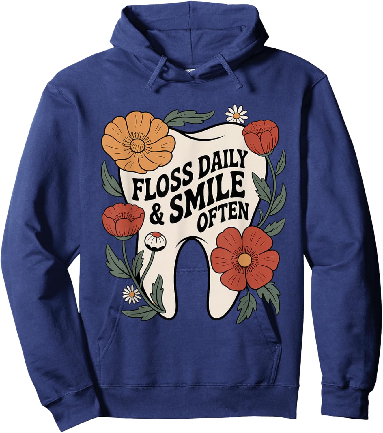 Floss Daily Floral Tooth Dental Assistant Dentist Hoodie - Hoodie | Navy