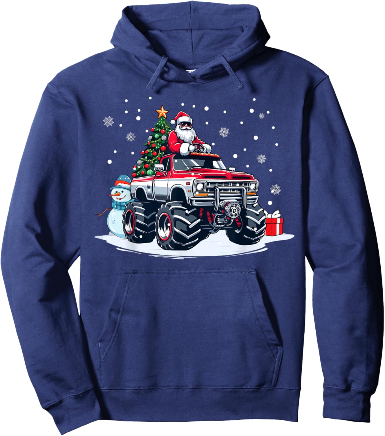 Funny Christmas Santa Monster Truck Youth Boys Kids Hoodie - Hoodie | Navy