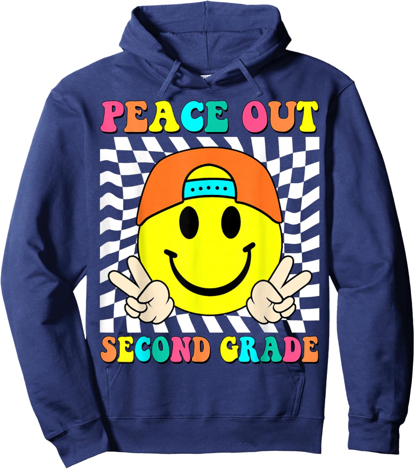 Last Day of School Peace Out 2nd Grade Kids Boy Graduation Hoodie - Hoodie | Navy