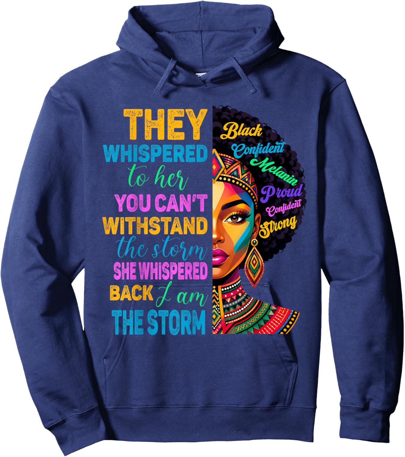 Juneteenth 1865 Storm African American Afro Black Women Girl Hoodie - Hoodie | Navy
