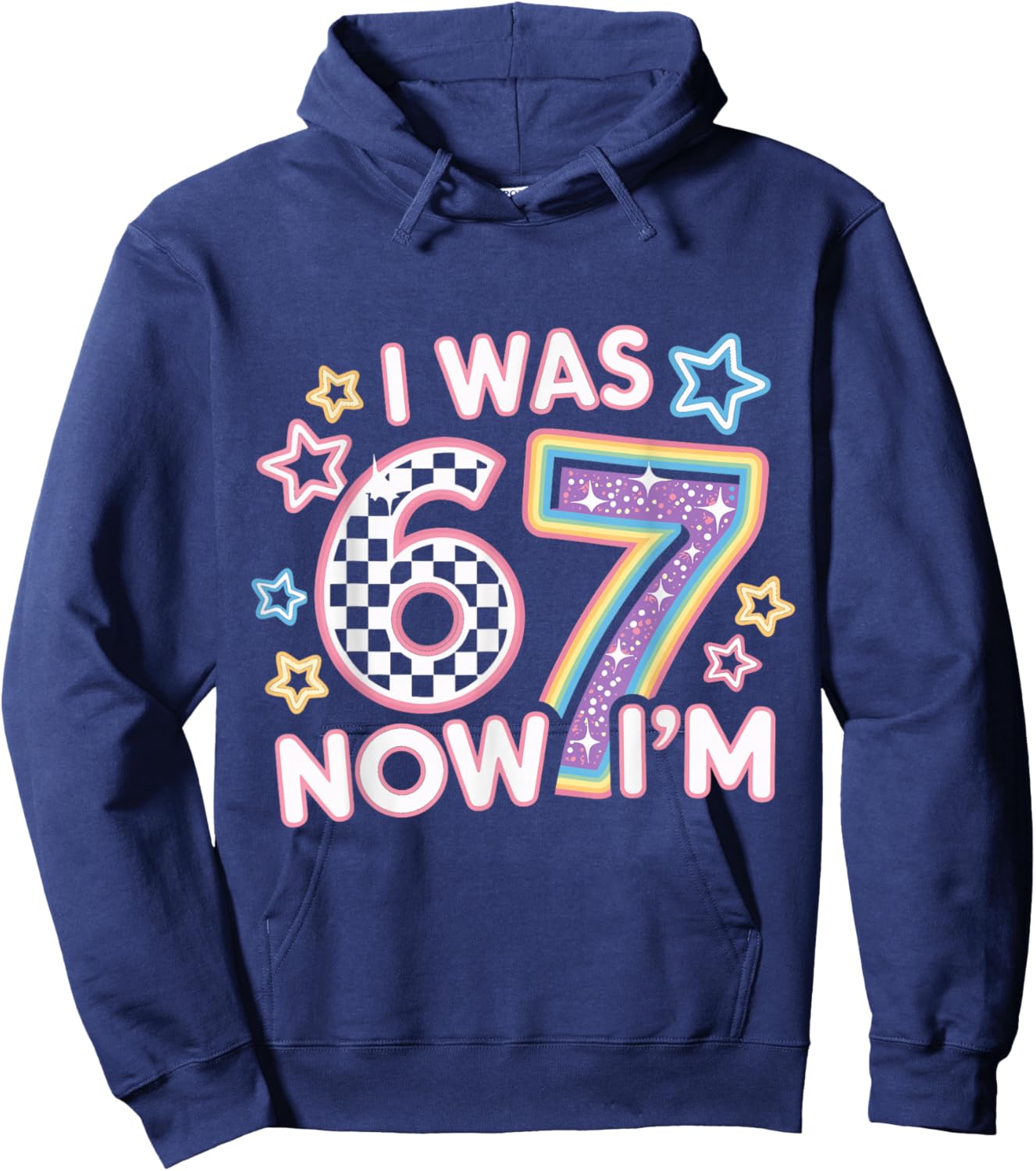 7 Year Old Birthday Retro 6 Now I'm 7 67 Funny for Kids Hoodie - Hoodie | Navy