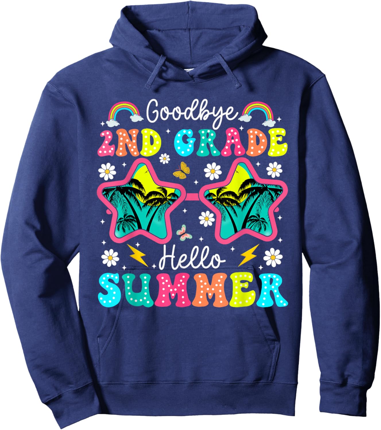 Goodbye 2nd Grade Graduation Last Day of School Hello Summer Hoodie - Hoodie | Navy