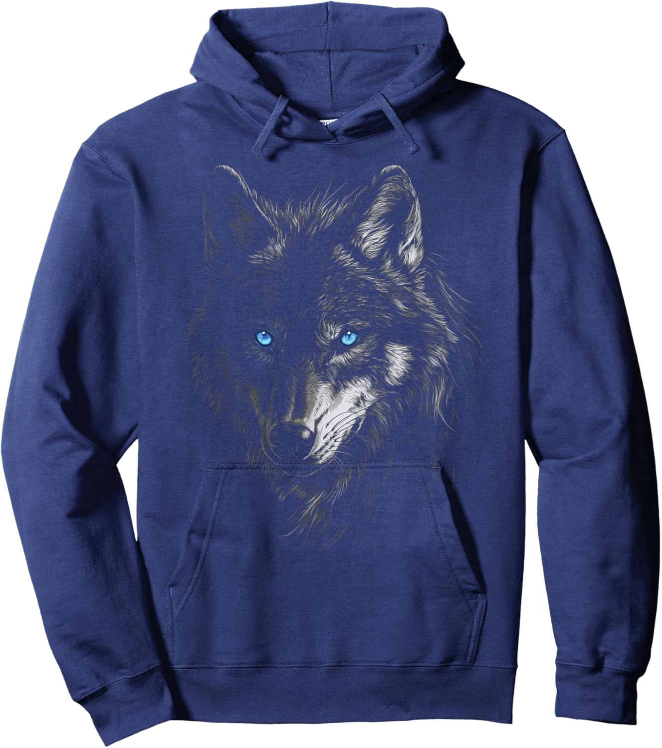 Mystic Wolf with Blue Eyes Animal Art Graphic Wolves Hoodie - Hoodie | Navy