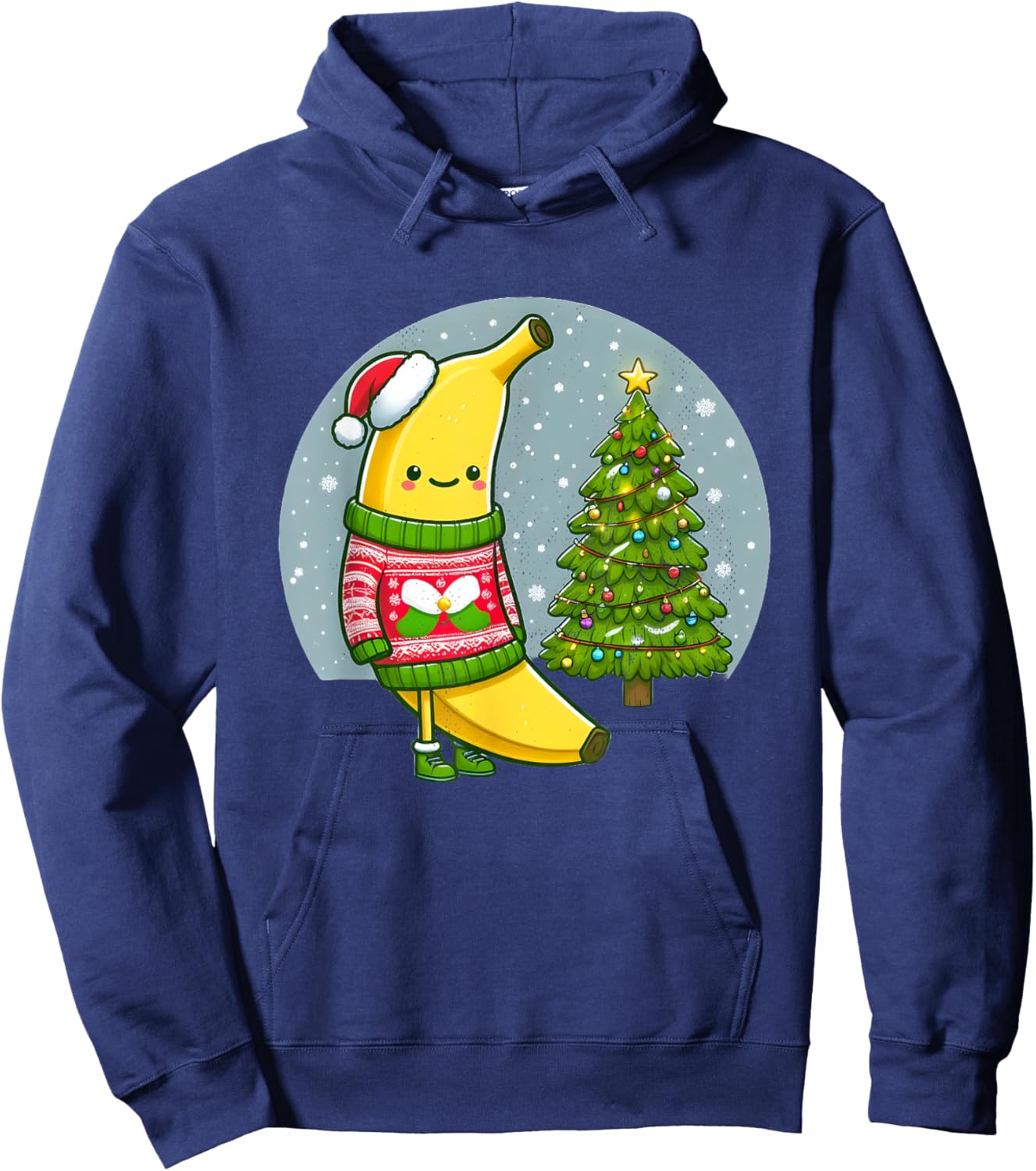 Banana in Ugly Christmas Sweater Hoodie - Hoodie | Navy