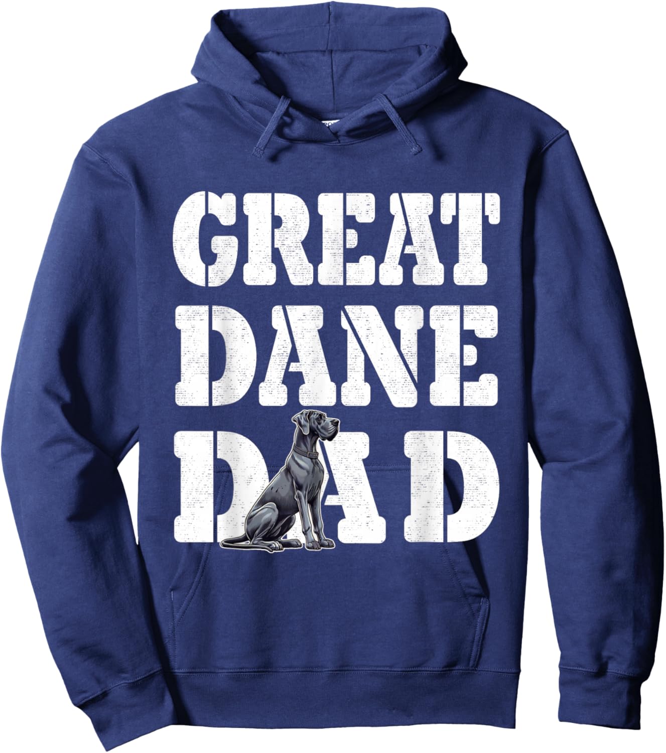 Blue Great Dane Dad, Giant Dog Lover, Jowls Big Dog Father Hoodie - Hoodie | Navy