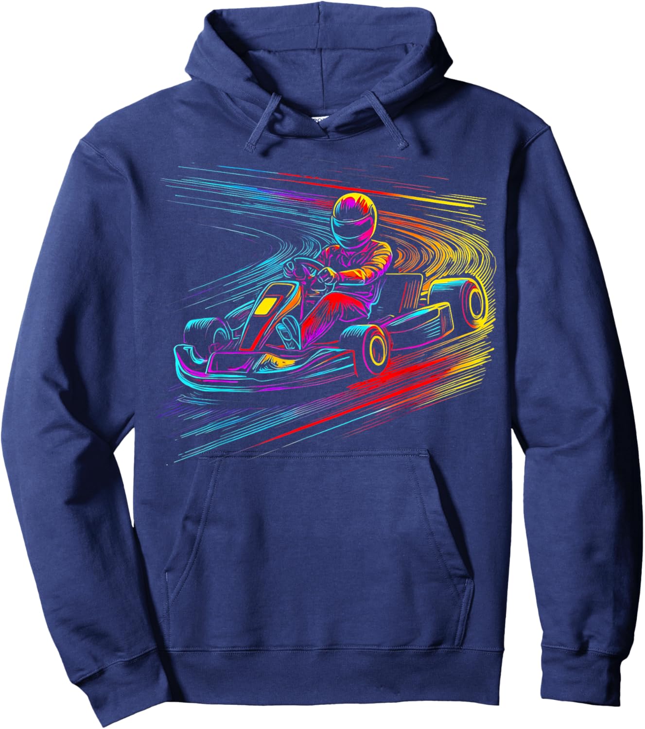 Go Kart Racing Racer Go Karting Popart Colorful Hoodie - Hoodie | Navy