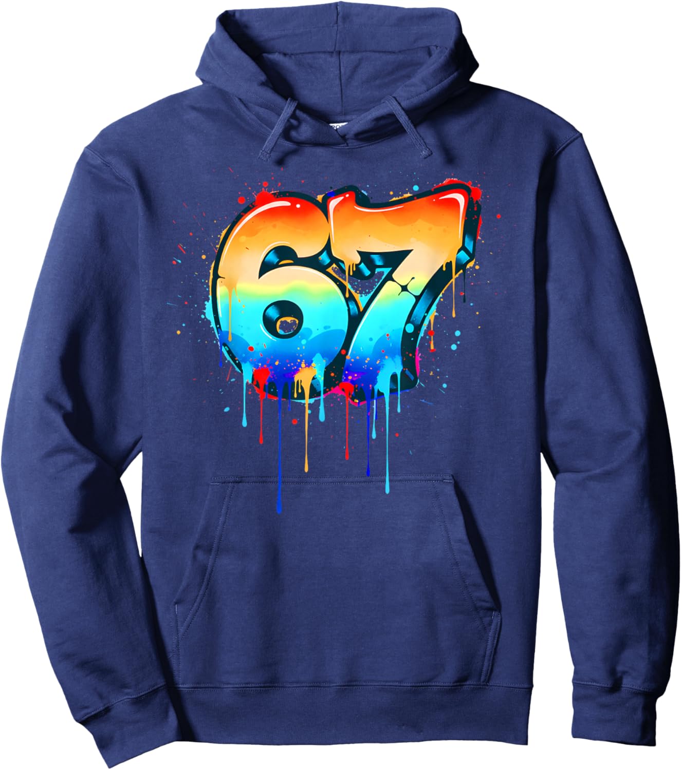 Funny 67 Drip Graffiti Six Seven Street Vintage Streetwear Hoodie - Hoodie | Navy