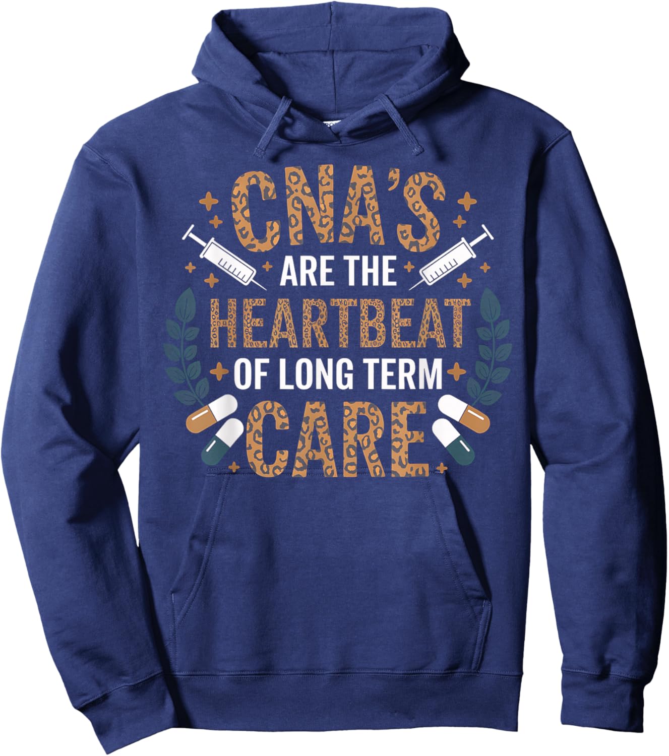 CNA Heartbeat Long Term Care Nurse Appreciation Gift Hoodie - Hoodie | Navy
