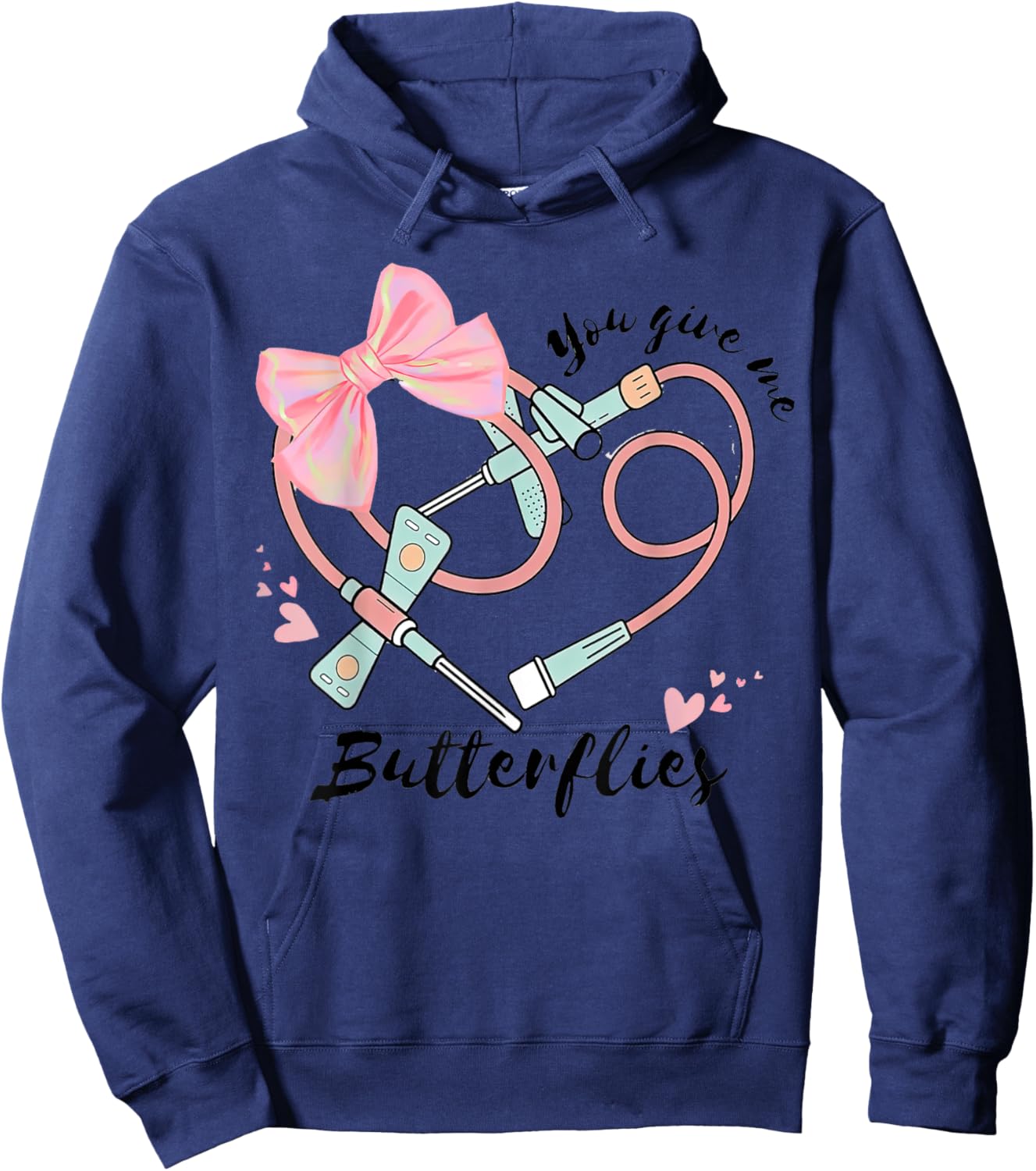 You Give Me Butterflies Phlebotomist Valentine Day Nurse Hoodie - Hoodie | Navy