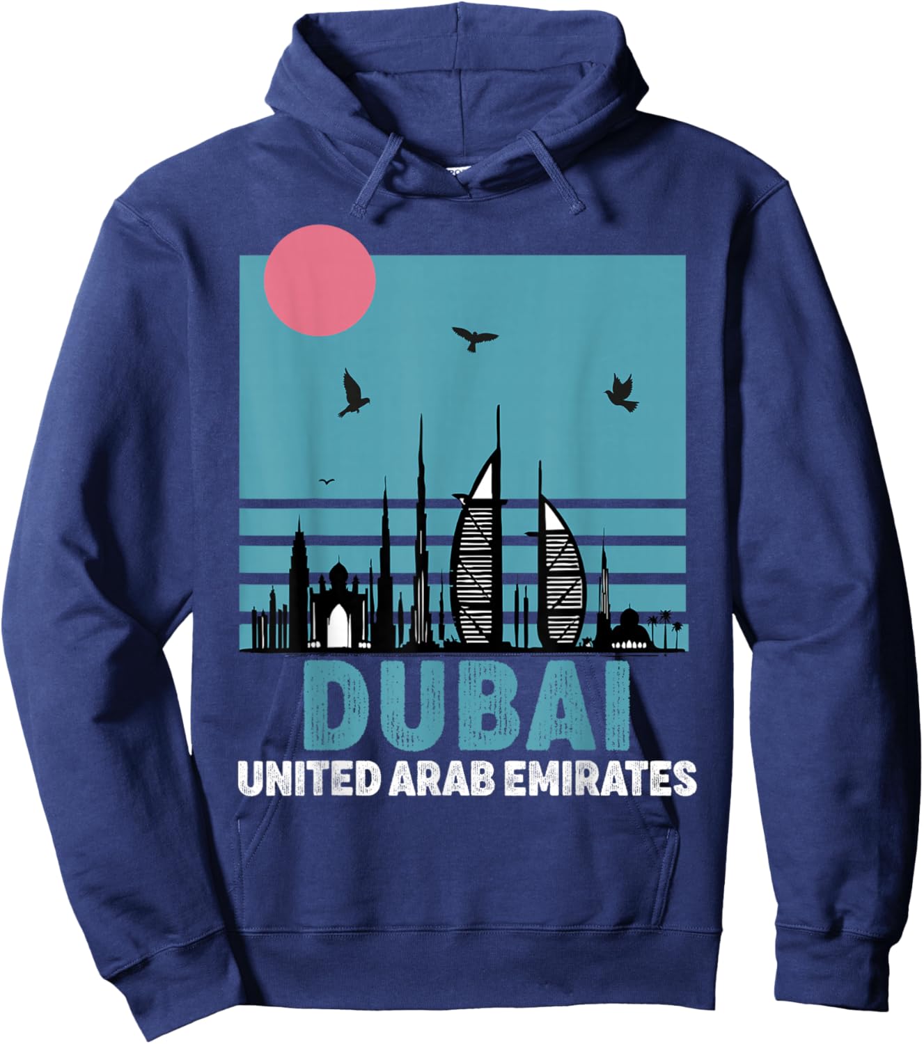 Dubai Souvenir Skyline UAE United Arab Emirate Reminder Hoodie - Hoodie | Navy