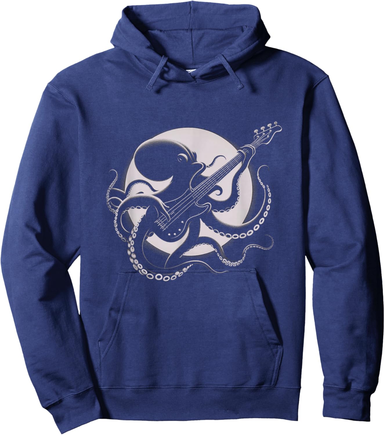 Vintage Octopus Playing Bass Guitar Drawing Art Design Hoodie - Hoodie | Navy
