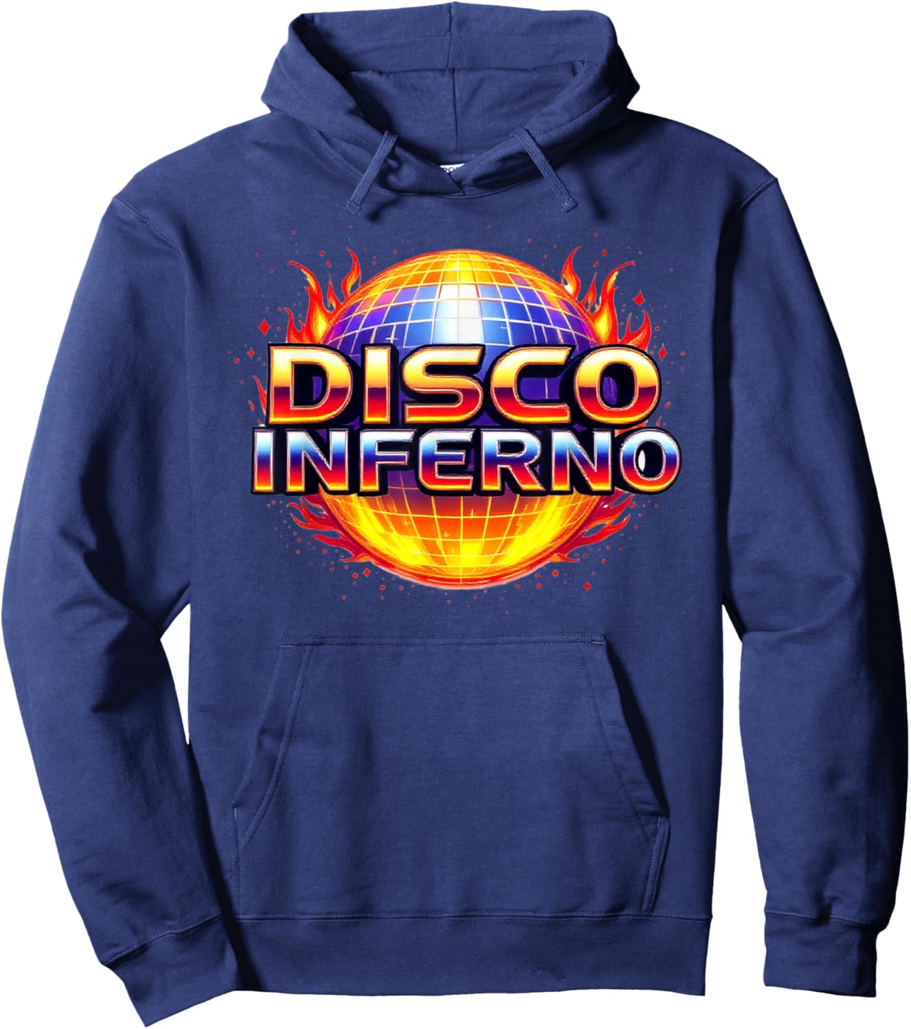 Disco Inferno: 70s Retro Groove, Funk, and Fire Hoodie - Hoodie | Navy