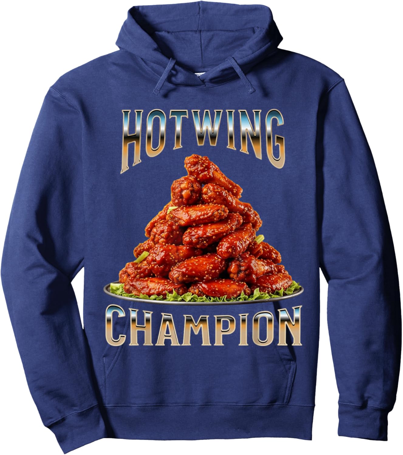 Hot Wing Champion Spicy Buffalo Chicken Wing Contest Winner Hoodie - Hoodie | Navy