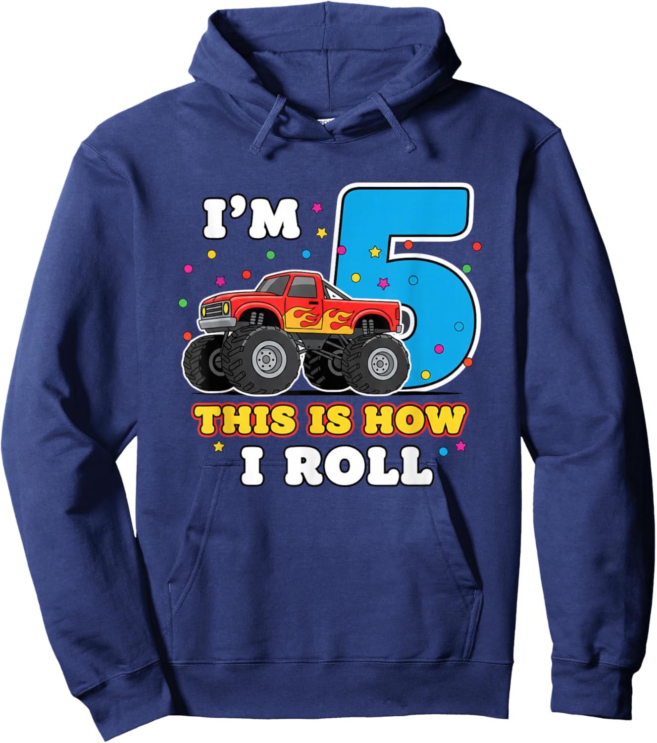 I'm 5 This is How I Roll Big Machines & Trucks Hoodie - Hoodie | Navy