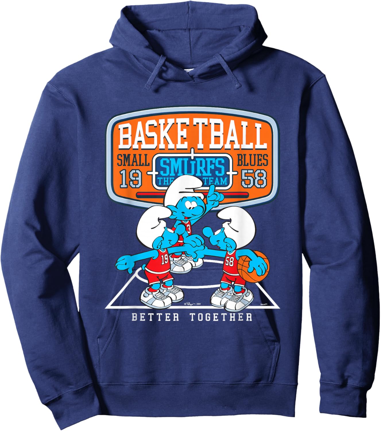 The Smurfs Basketball Team Better Together Big Chest Logo Hoodie - Hoodie | Navy