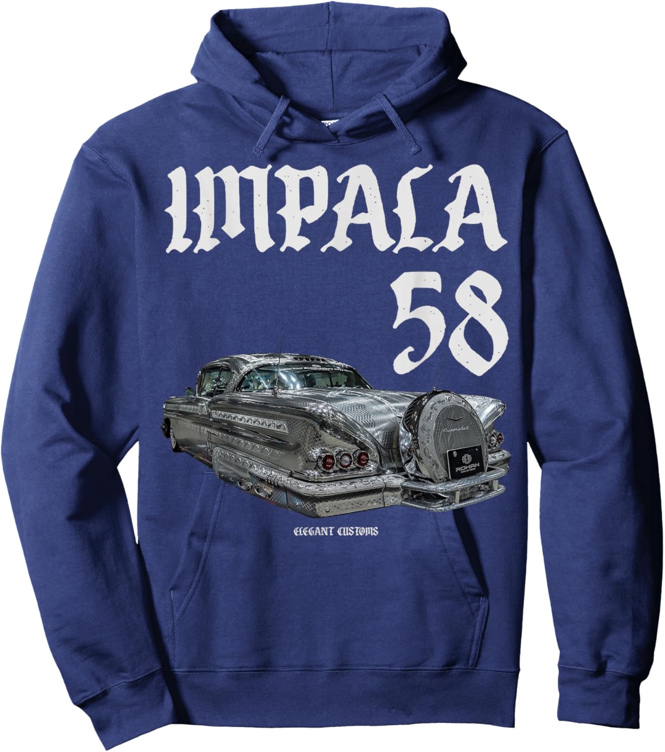 1958 Impala Engraved text Low Rider Kustom Lead Sled Hot Rod Hoodie - Hoodie | Navy