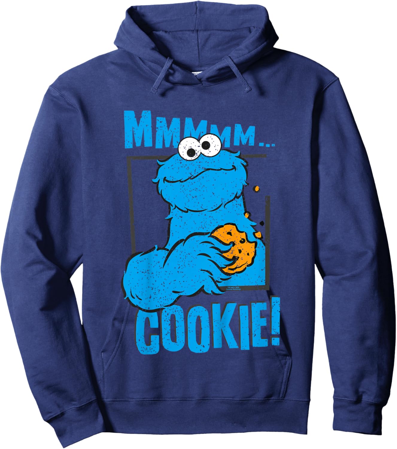 Sesame Street Cookie Monster Yummy Cookies Happy Pose Retro Hoodie - Hoodie | Navy