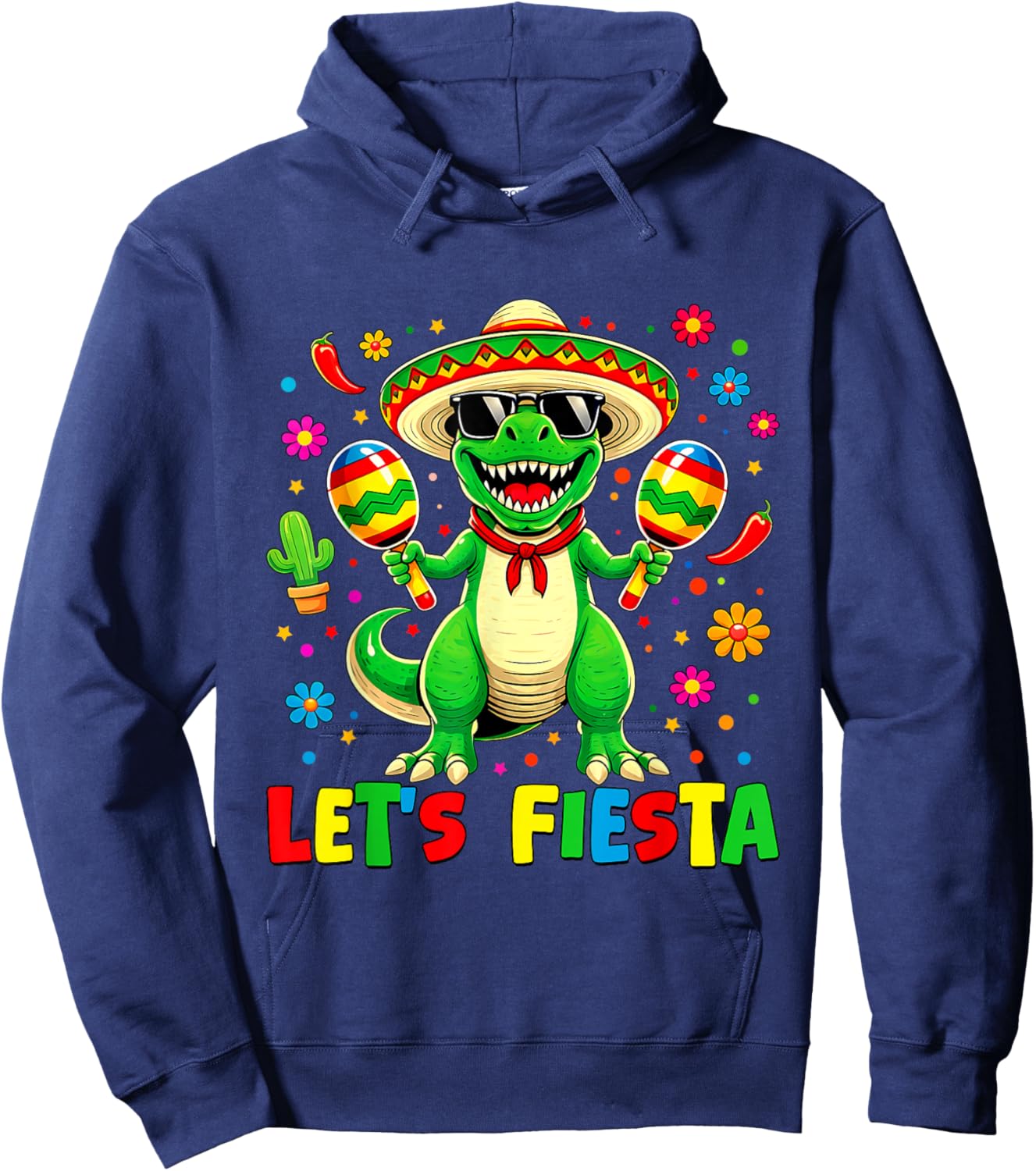 Let's Fiesta Dinosaur Cinco De Mayo Boys Kids Mexican Party Hoodie - Hoodie | Navy