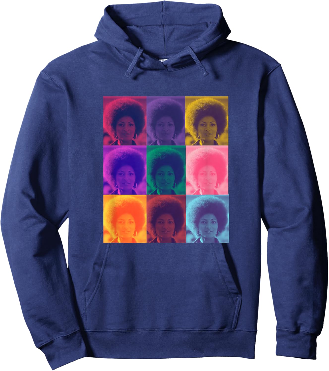 Iconic Hollywood Pam Grier Foxy Brown Women's Classic Fit Black Techno Color Graphic Hoodie - Hoodie | Navy