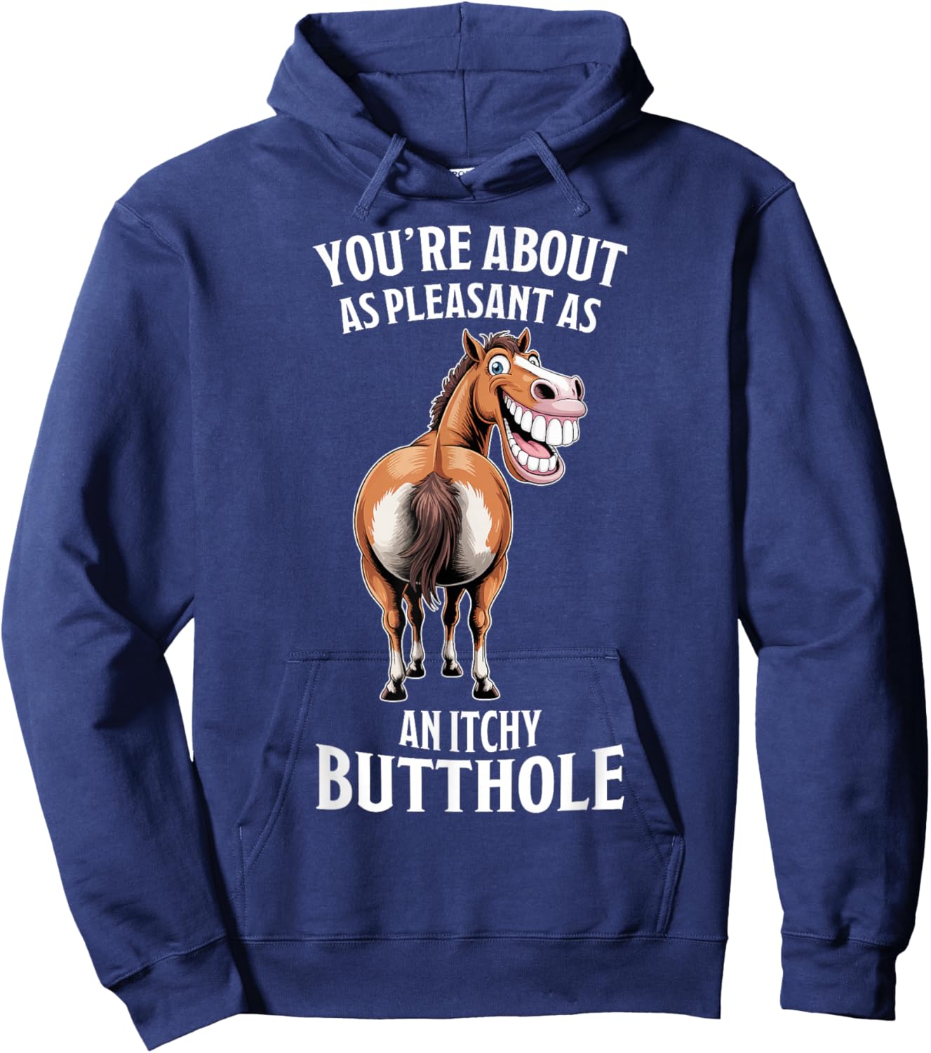 Funny Horse - You're About As Pleasant As an Itchy Butthole Hoodie - Hoodie | Navy