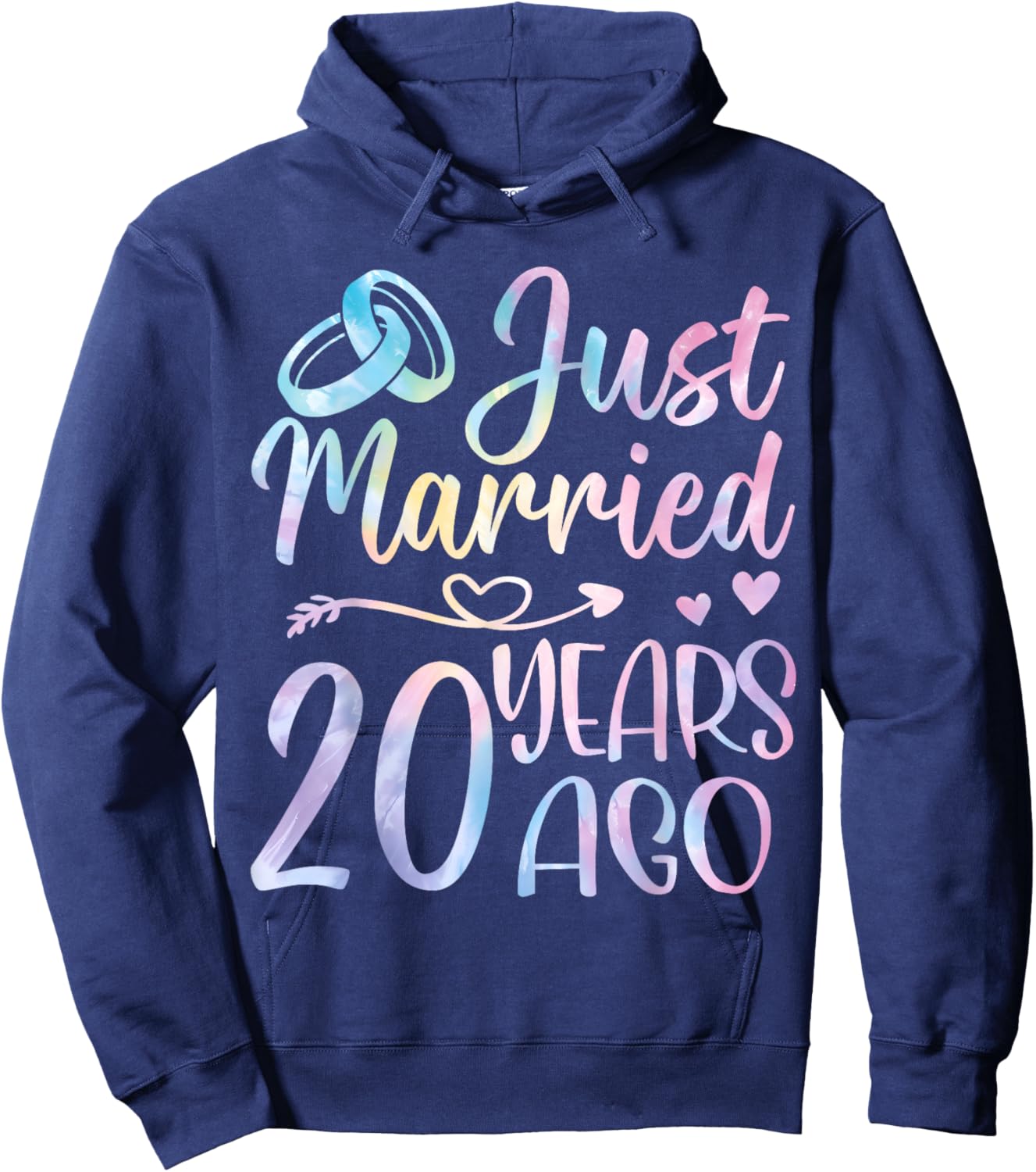 Just Married 20 Years Ago Couple 20th Wedding Anniversary Hoodie - Hoodie | Navy