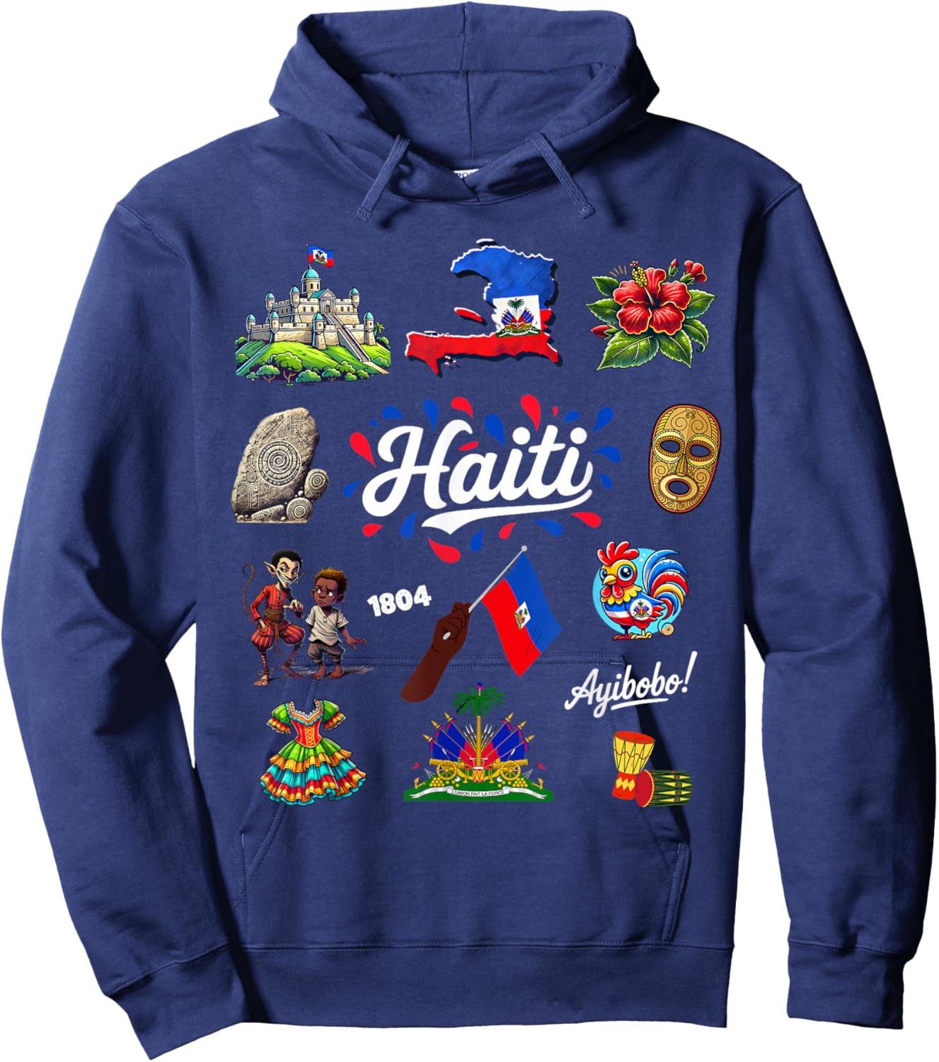 Haitian Pride Culture Heritage Outfit Idea Haiti Flag kids Hoodie - Hoodie | Navy