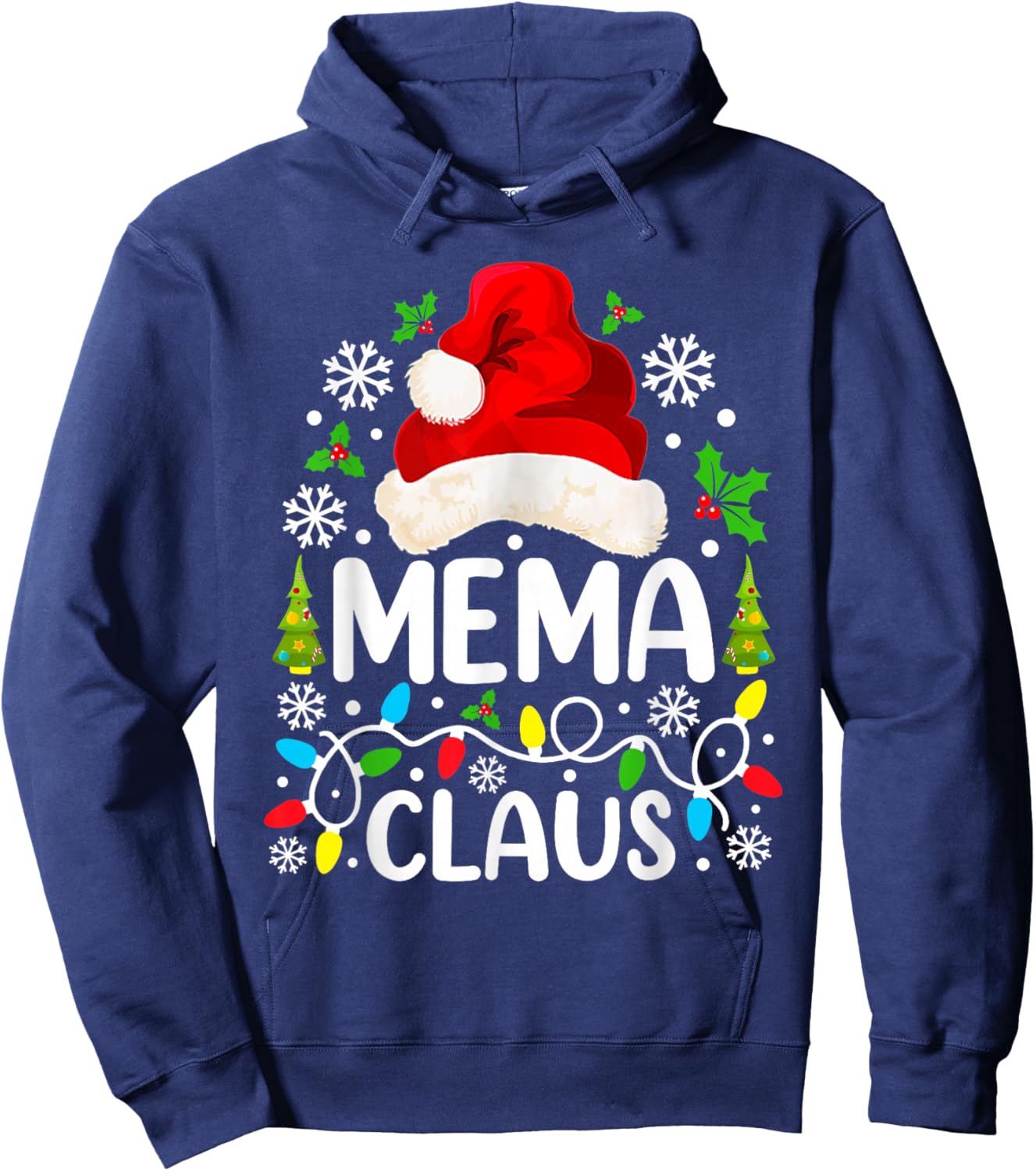 Mema Claus Funny Christmas Family Matching Grandma Hoodie - Hoodie | Navy