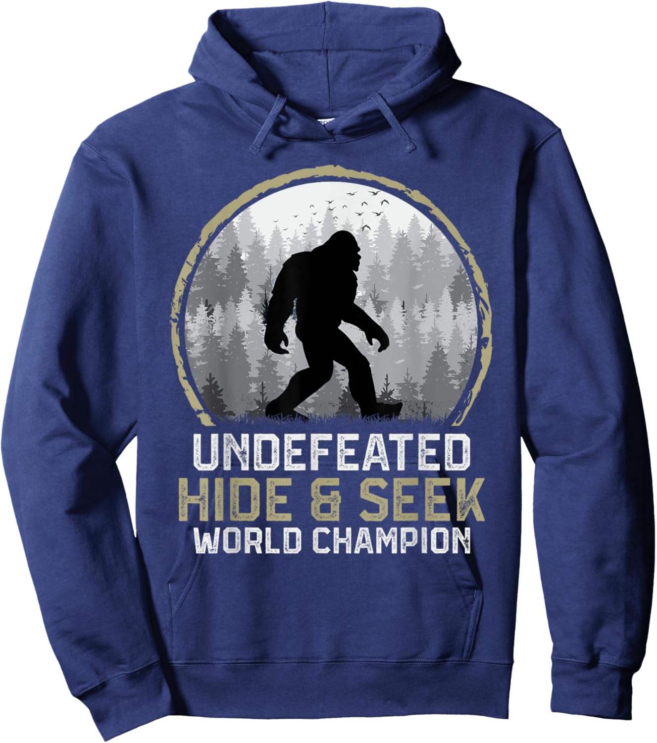 Undefeated Bigfoot Retro Vintage Sasquatch Men Women Funny Hoodie - Hoodie | Navy
