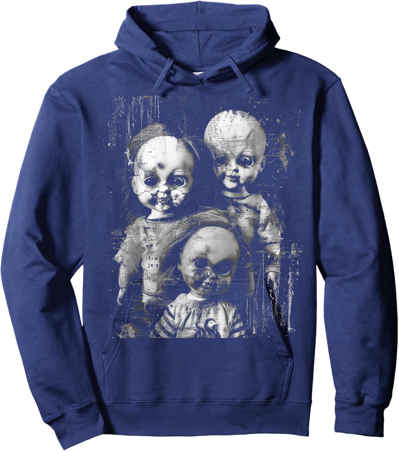 Haunted Creepy Doll Horror Toy Halloween Goth Alt Scary Emo Hoodie - Hoodie | Navy