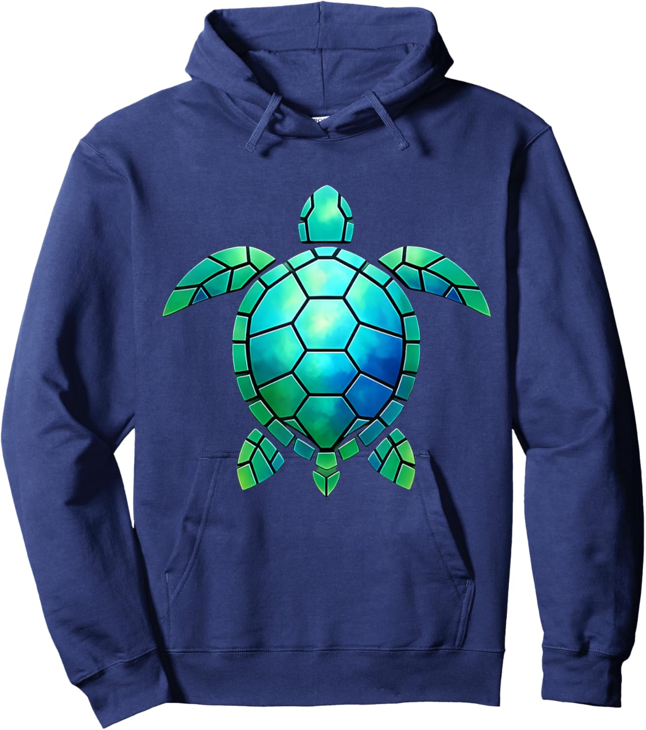 Geometrische Schildkröte Blau Grün Meeresschildkröte Hoodie - Hoodie | Navy