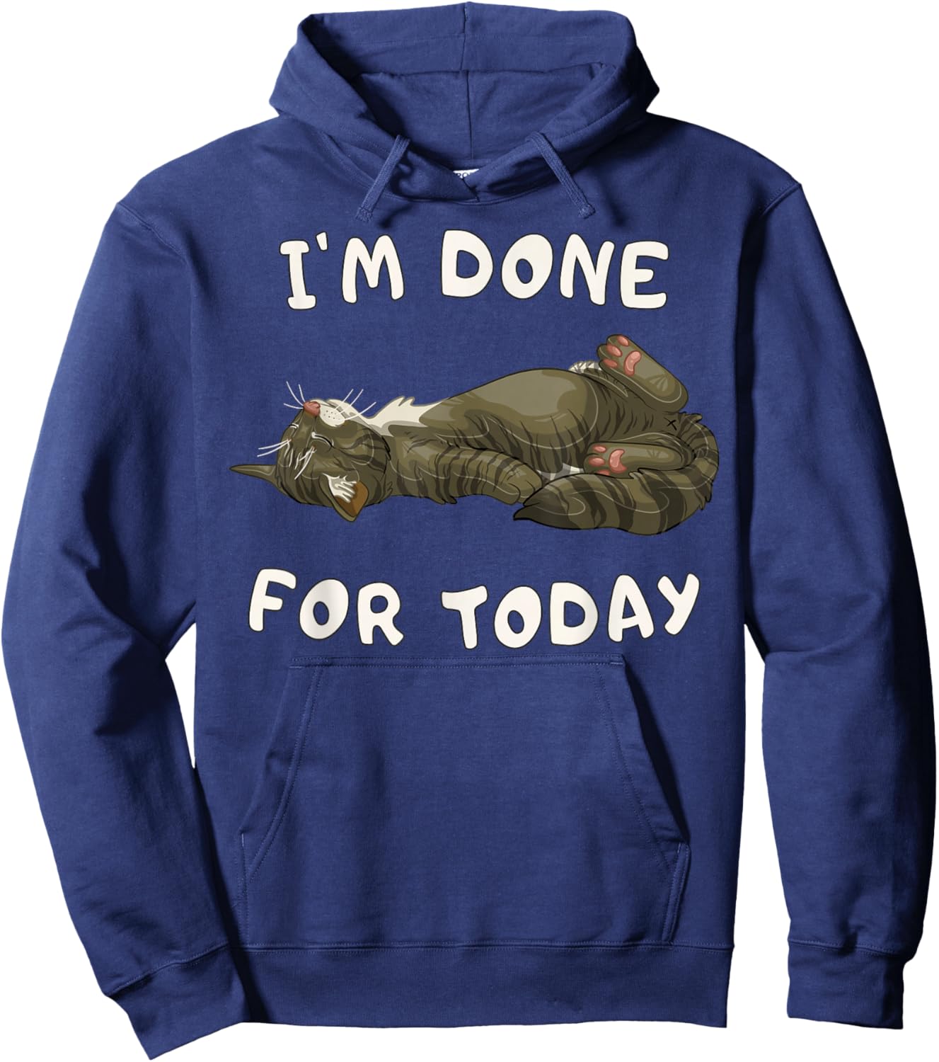Funny Tired Tabby Cat Sleeping Im Done for Today Hoodie - Hoodie | Navy