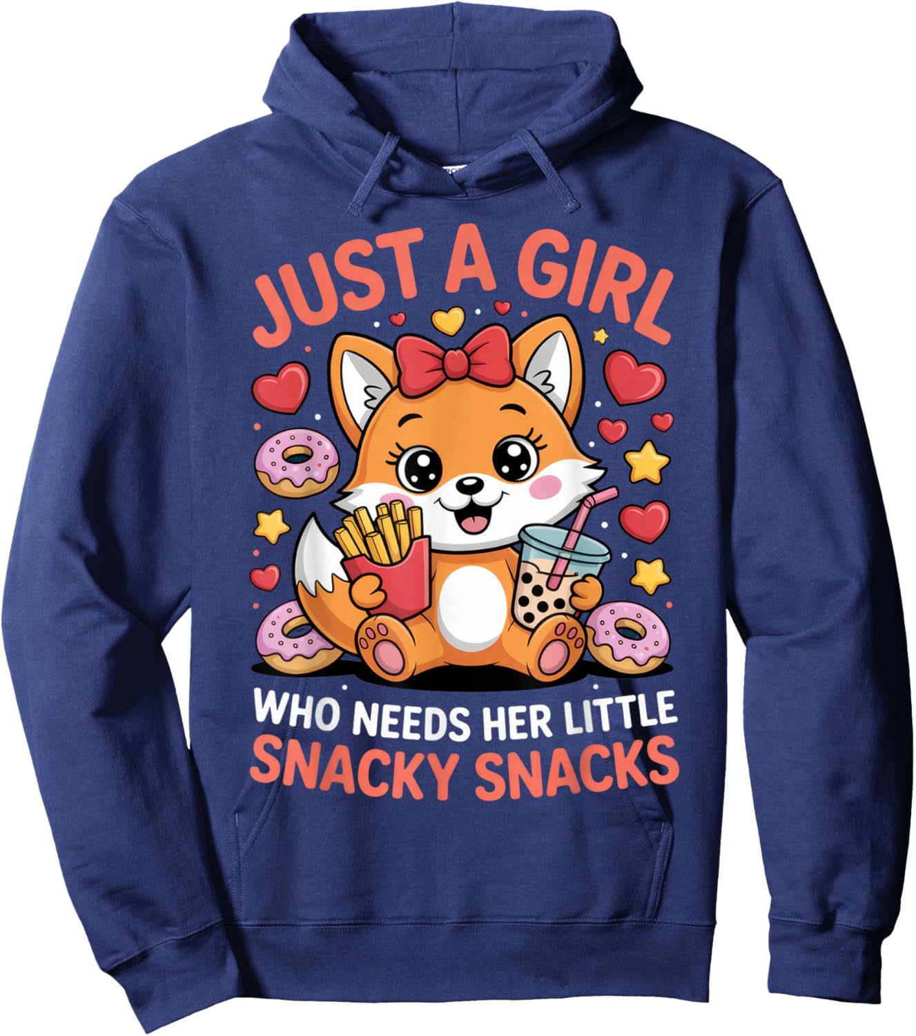 Just a Girl Who Needs Her Little Snacky Snacks Fox Lover Hoodie - Hoodie | Navy