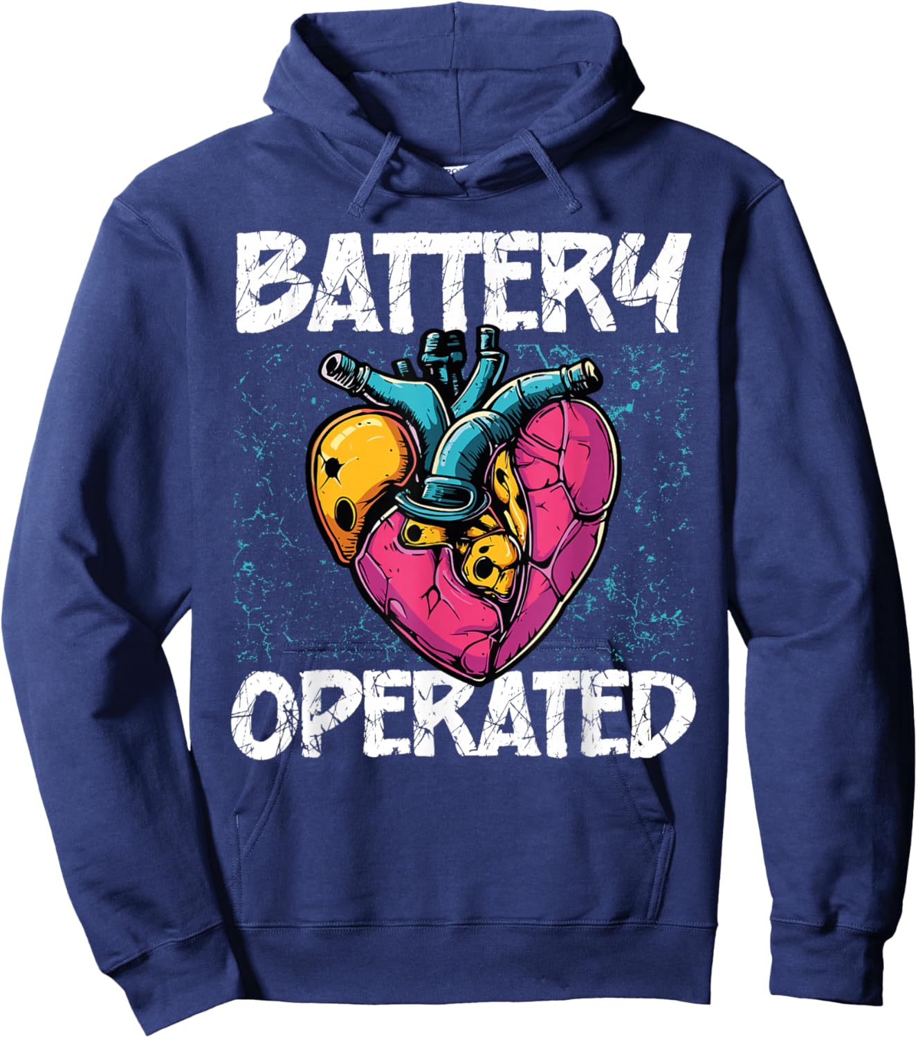 Battery Operated Heart Pace Maker Heart Attack Survivor Hoodie - Hoodie | Navy