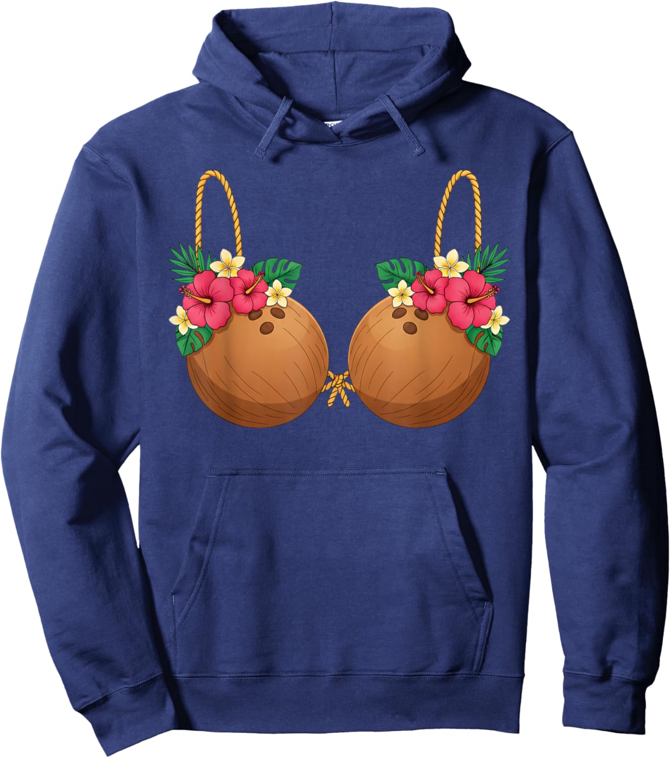 Hawaii Coconut Bra Halloween Costume Floral Luau Party Hoodie - Hoodie | Navy