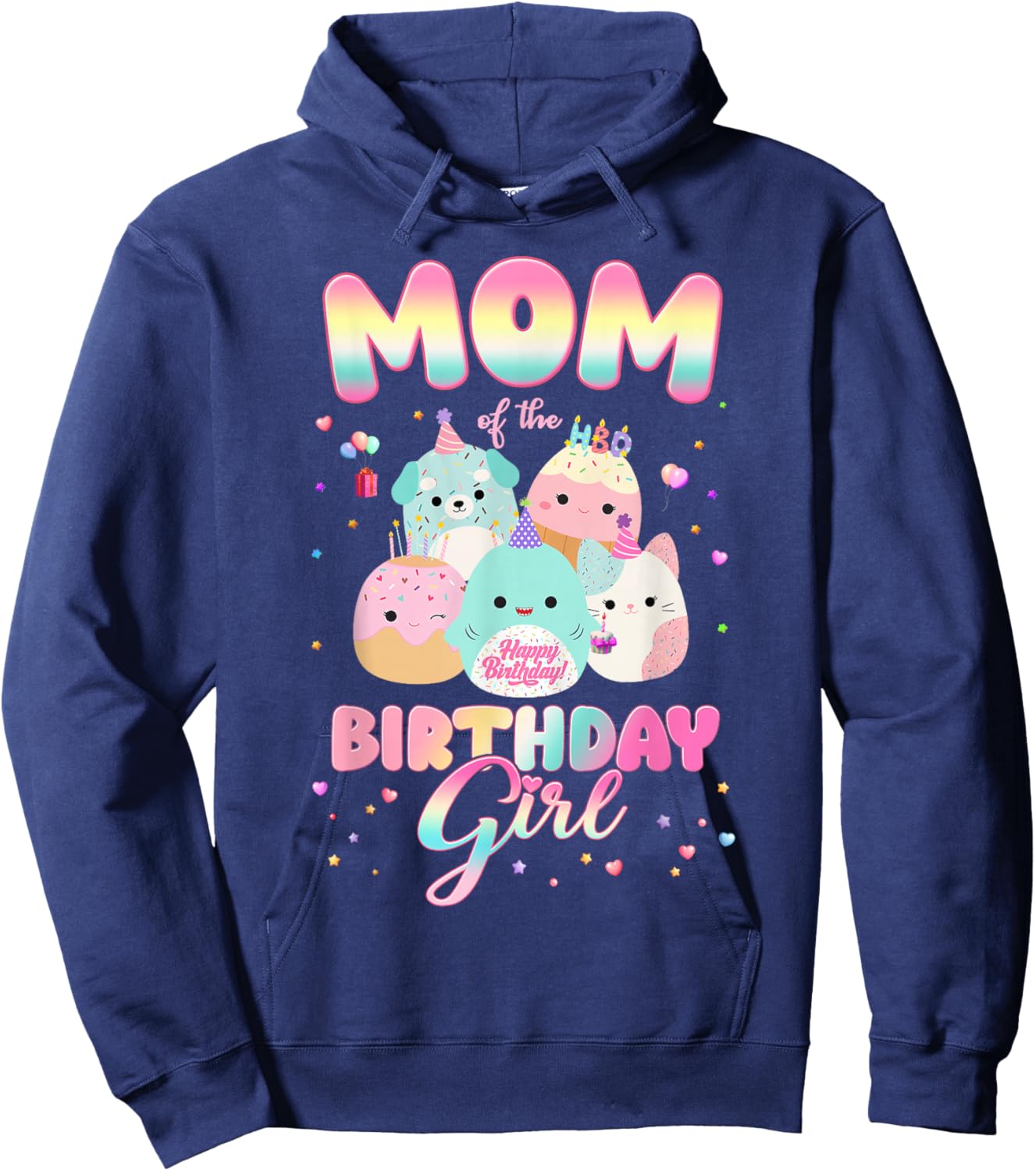 Birthday Family Party Squish Squad Mom Of The Birthday Girl Hoodie - Hoodie | Navy