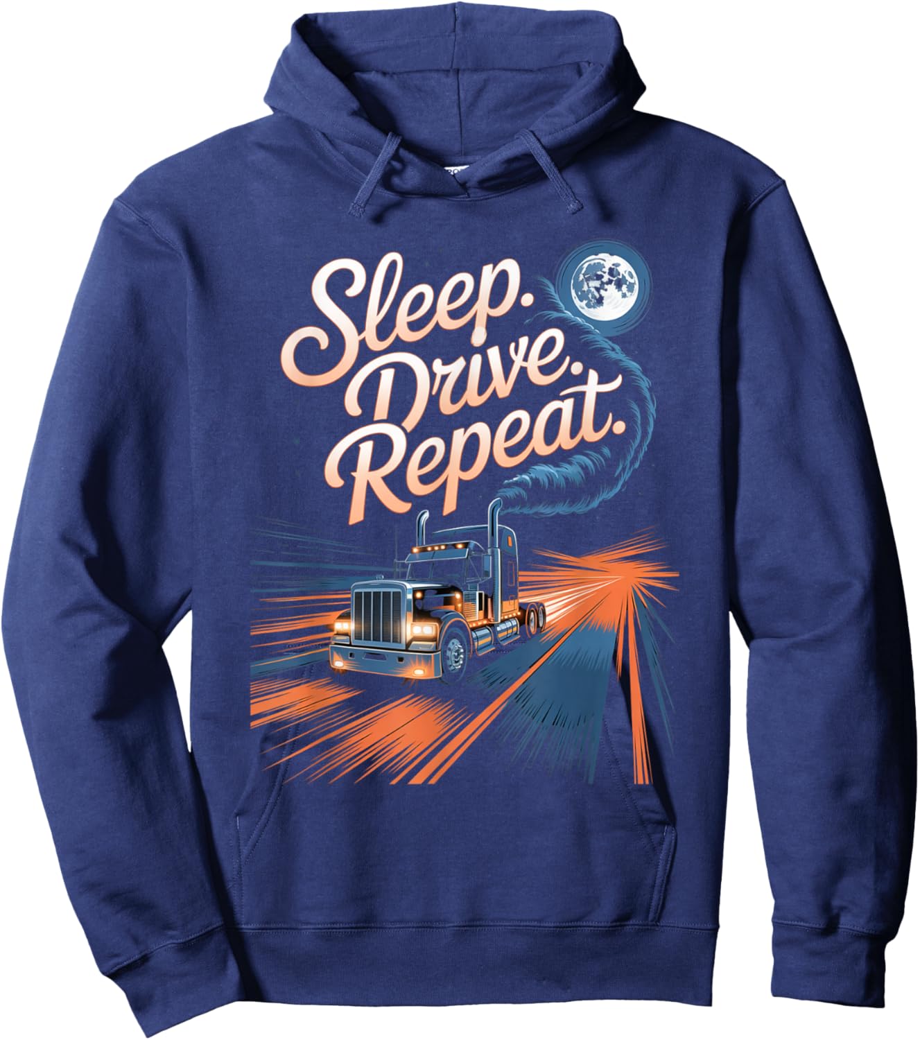 Trucker Life Semi Truck Driver 18 Wheeler Hoodie - Hoodie | Navy
