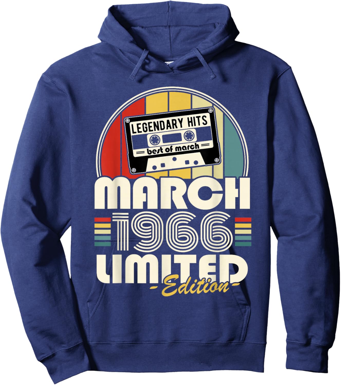 Vintage Birthday 60 Years Born in March 1966 Men Women Hoodie - Hoodie | Navy