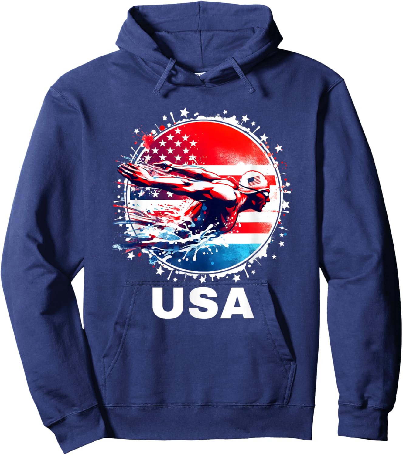 Swimming United States Team Apparel American Flag Swimming Hoodie - Hoodie | Navy
