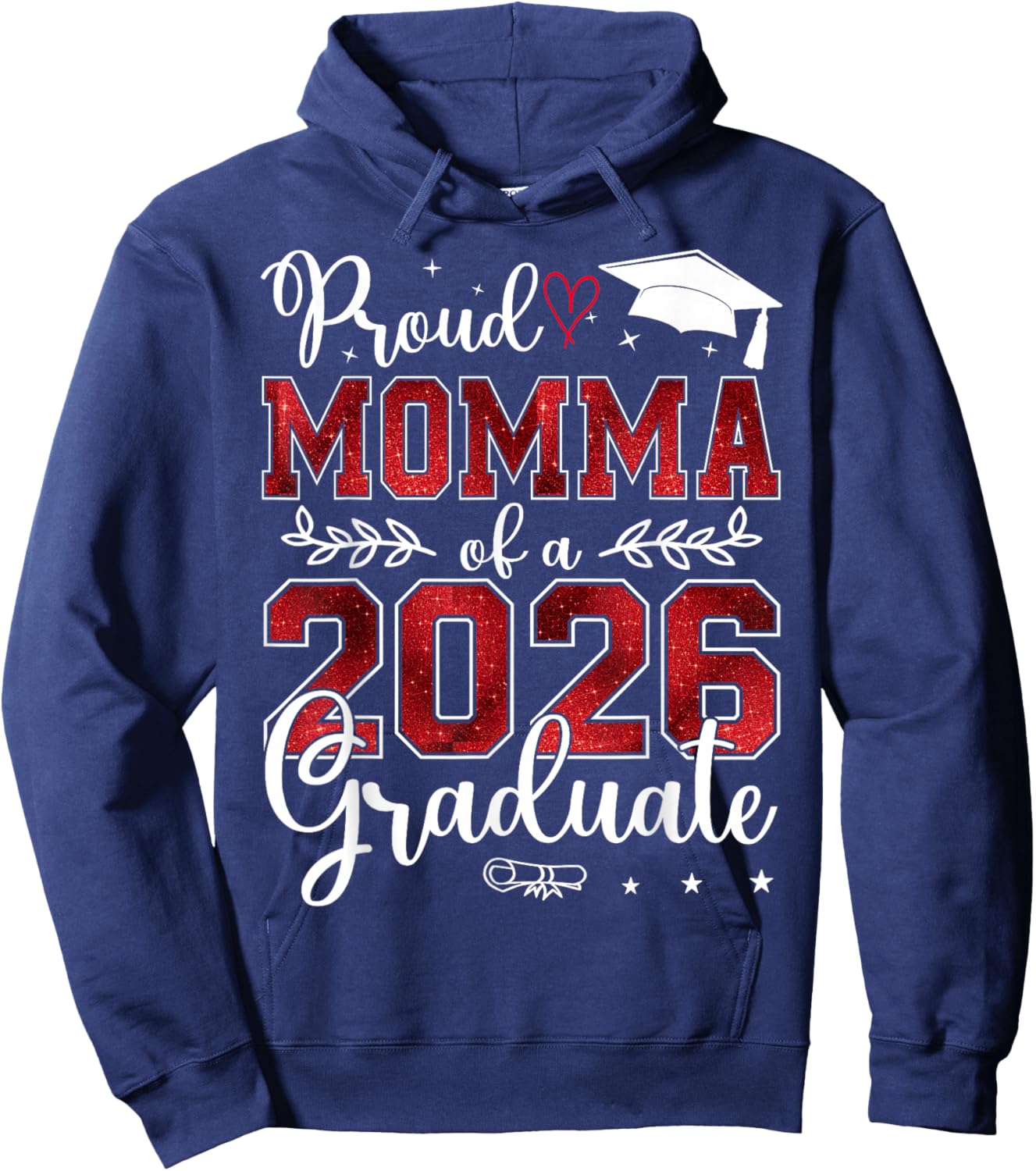 Proud Momma of a Class of 2026 Graduate Senior Graduation Hoodie - Hoodie | Navy