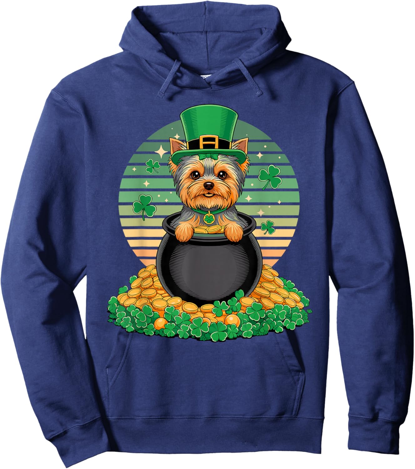 Yorkshire Terrier St Patricks Day Leprechaun Shamrock Yorkie Hoodie - Hoodie | Navy