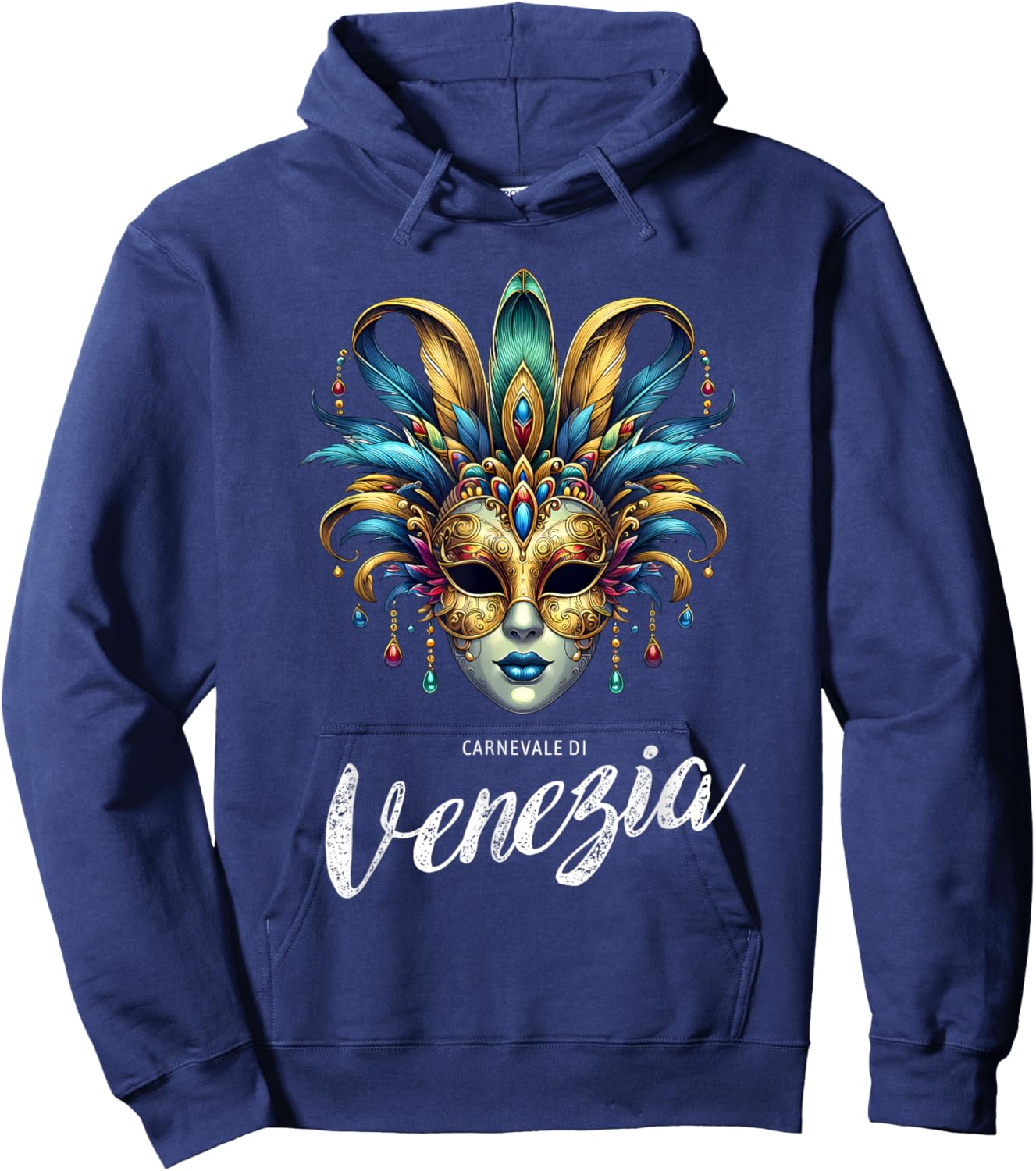 Carnevale di Venezia Carnival of Venice Traditional Mask Hoodie - Hoodie | Navy