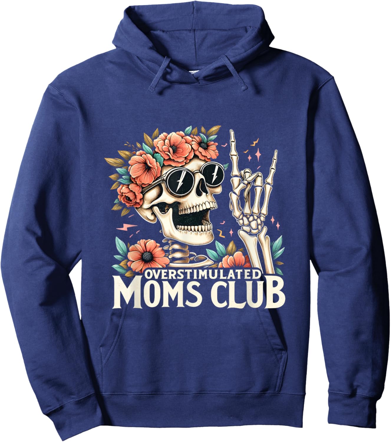 Overstimulated Moms Club Happy Mother's Day Mom Trendy Words Hoodie - Hoodie | Navy