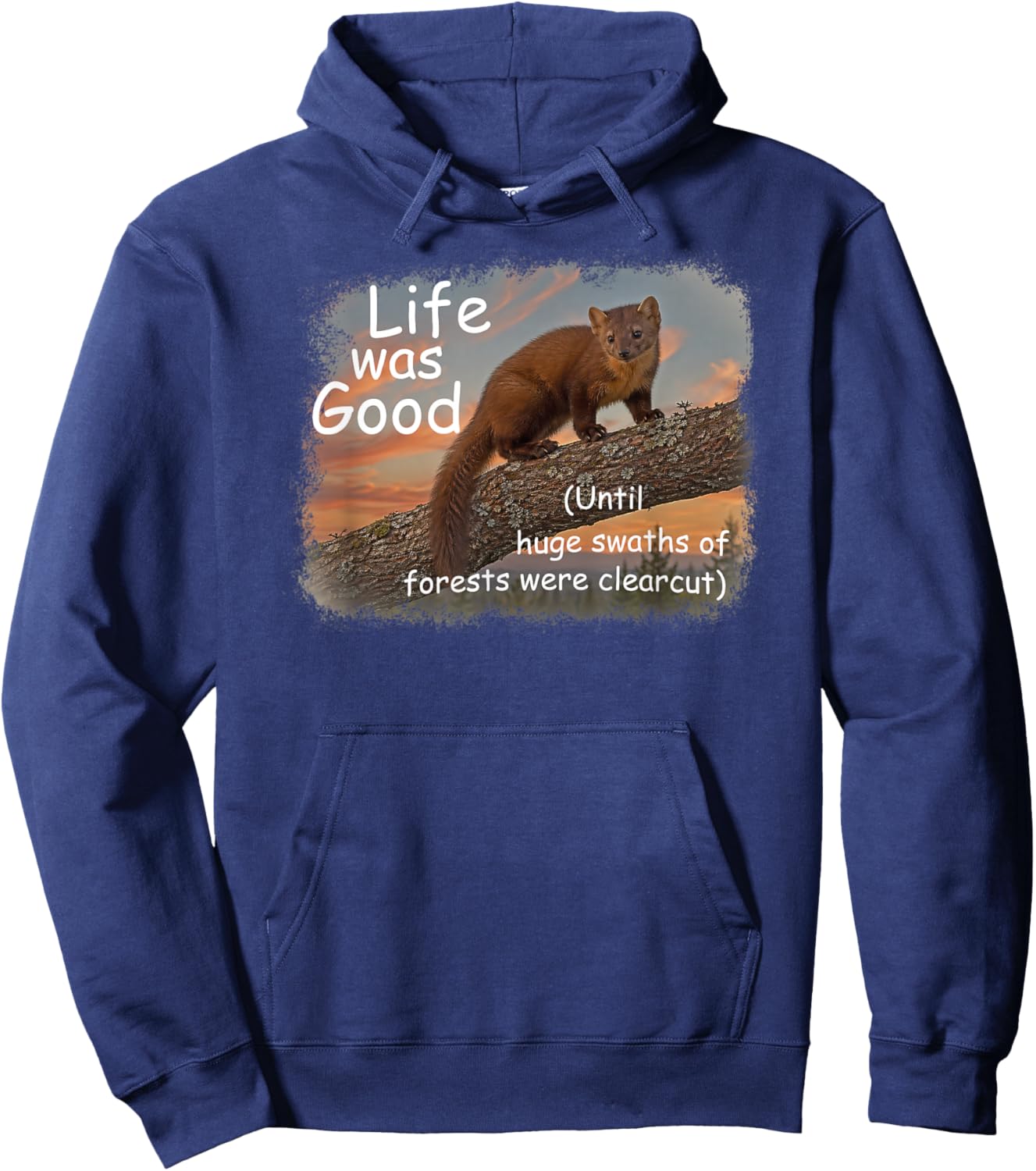 Life was Good (LWG) Series. Pine (American) Marten. Hoodie - Hoodie | Navy