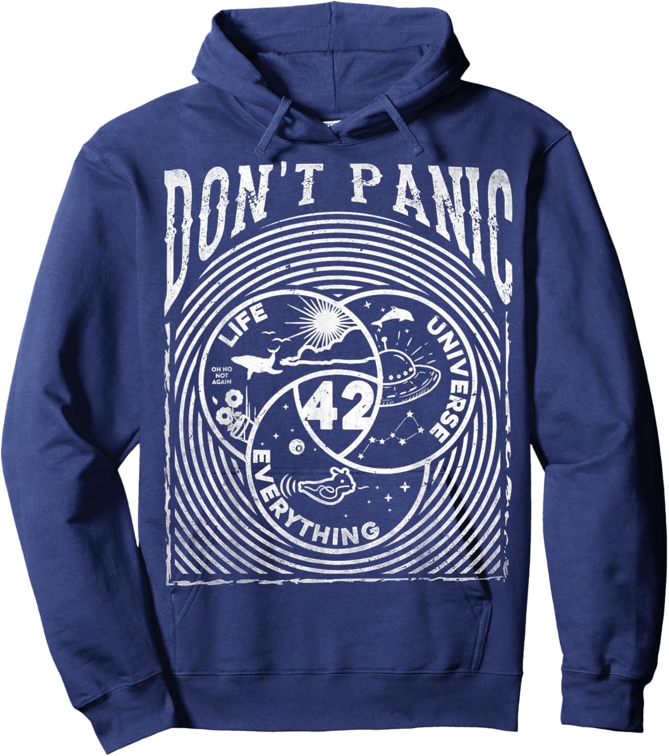 Venn Diagram Life The Universe And Everything Don't Panic 42 Hoodie - Hoodie | Navy