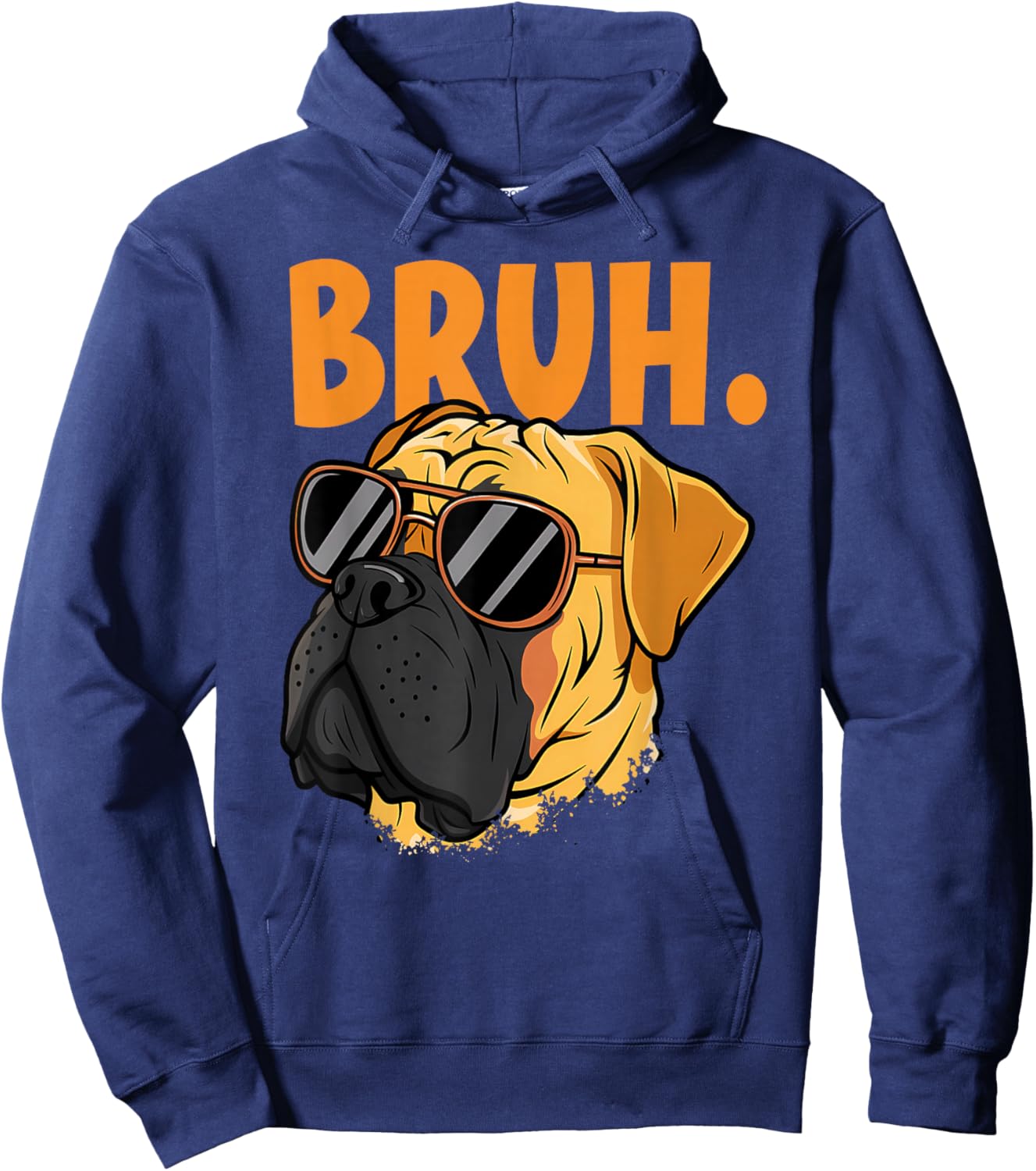 Bruh Funny Meme Saying Bruh with Dog face Teens Boy Girls Hoodie - Hoodie | Navy