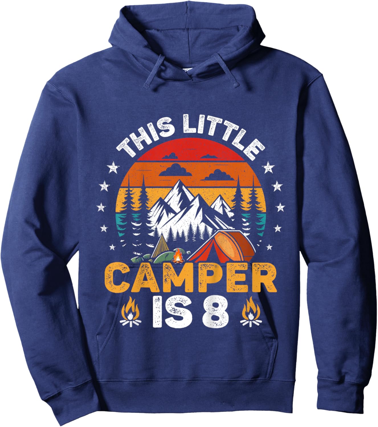 Kids This Little Camper is 8 Year Old Camping 8th Birthday Party Hoodie - Hoodie | Navy