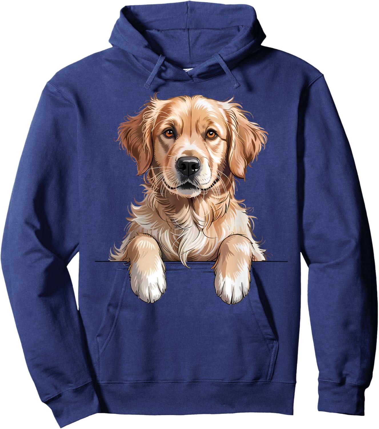 Golden Retriever Funny Peeking Pocket Puppy Dog Lover Hoodie - Hoodie | Navy