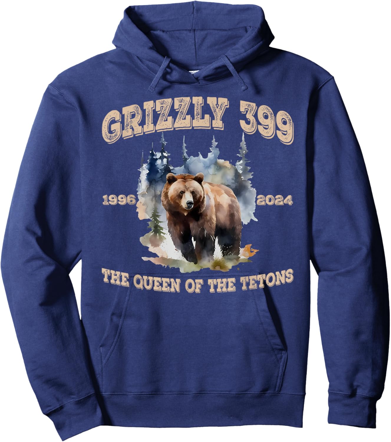 Queen Of The Tetons Grizzly 399 Bear National Park 1996-2024 Hoodie - Hoodie | Navy