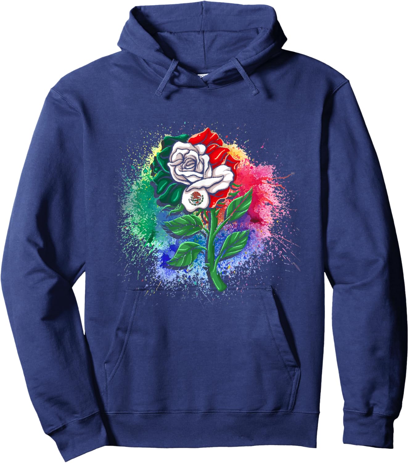 Mexico Gift Rose Tijuana Mexican Hispanic Pride Poncho Hoodie - Hoodie | Navy