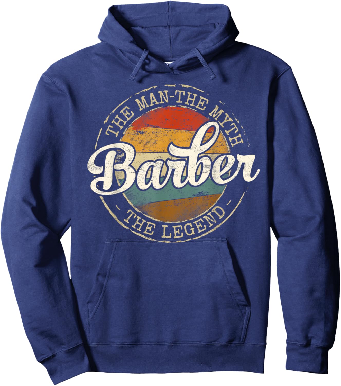 Barber The Man The Myth The Legend Vintage Stamp Barbering Hoodie - Hoodie | Navy